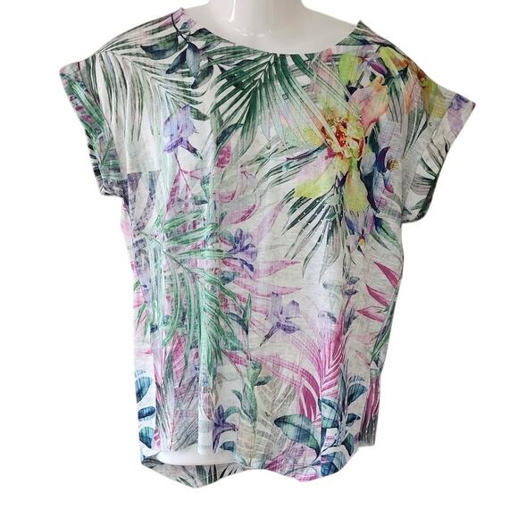 Time and Tru Multicolor Sparkly Short Sleeve Sublimation Blouse Womens Sz Large - Picture 1 of 10